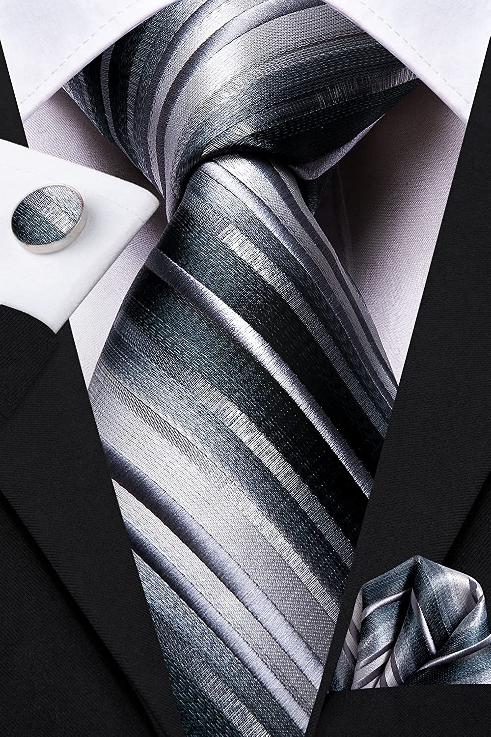 Dubulle Mens Paisely Silk Tie for Men Necktie and Pocket Square Set - Image 4